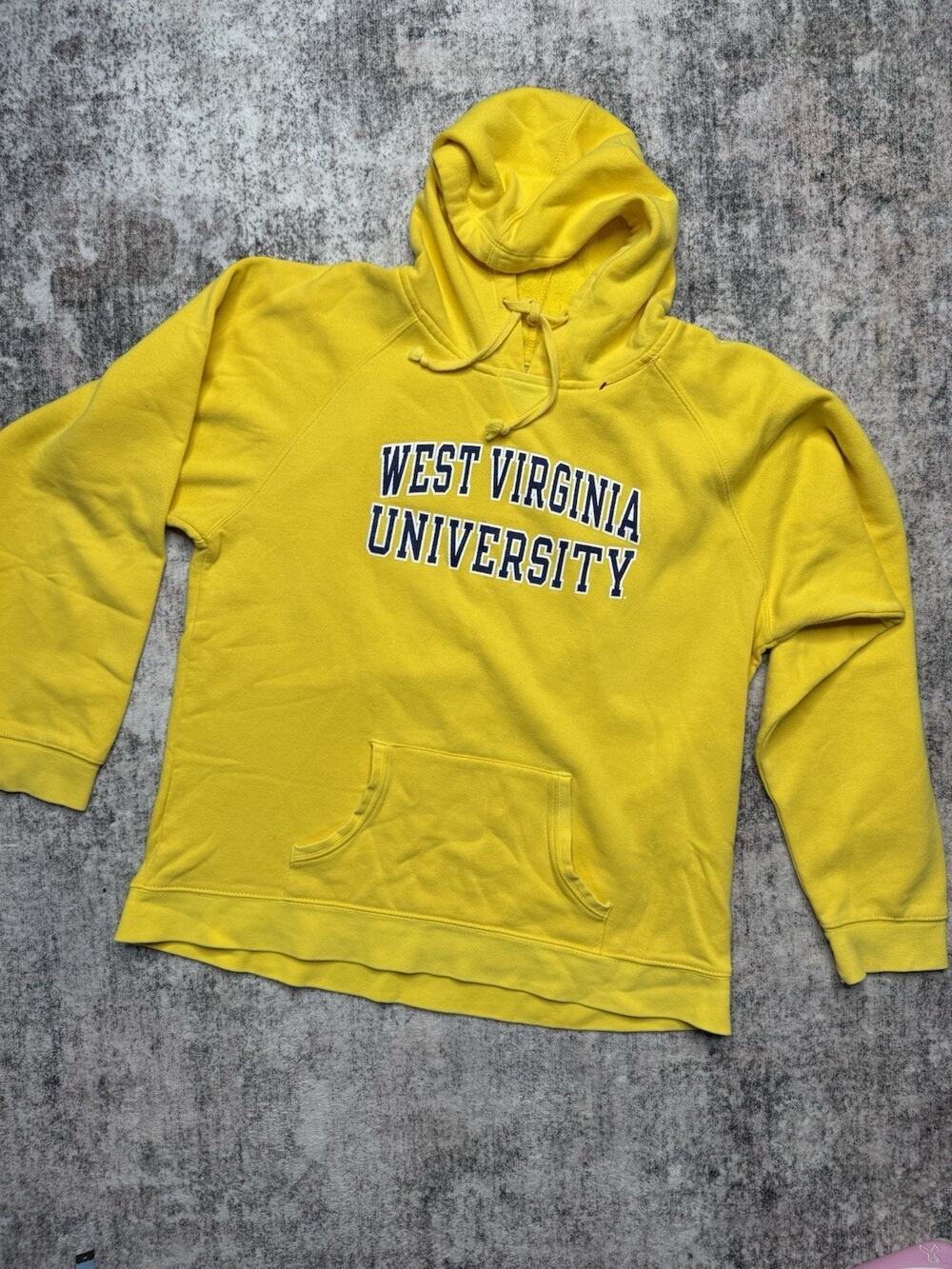 Vintage West Virginia Mountaineers Hoodie Men XL Yellow WVU Y2K Champion